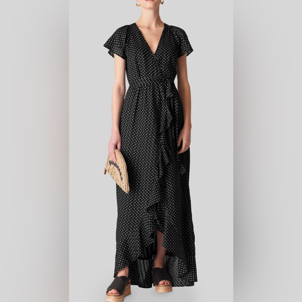 Whistles Spot Maxi Dress Wrap Polka Dot Size 4